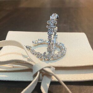 Chanel CC Silver Vine Earrings with Crystal Accents